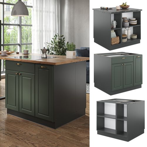 Îlot De Cuisine Fame-line 38716 Vert Et Or Campagne/anthracite 90cm Avec Tiroir, Sans Pt
