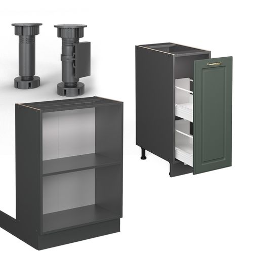 Îlot De Cuisine Fame-line 38716 Vert Et Or Campagne/anthracite 90cm Avec Tiroir, Sans Pt