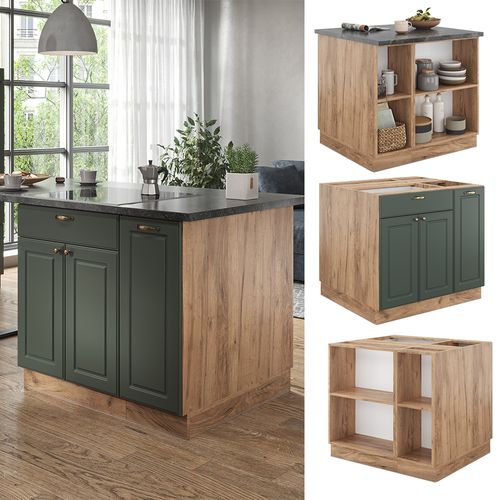 Îlot De Cuisine Fame-line 38721 Chêne Vert Et Or/chêne Doré 90cm Avec Tiroir, Sans Pt