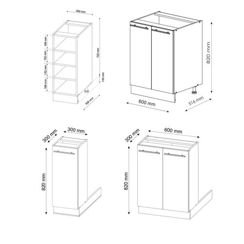 Îlot De Cuisine Fame-line 38722 Blanc Brillant/blanc 90cm Sans Pt