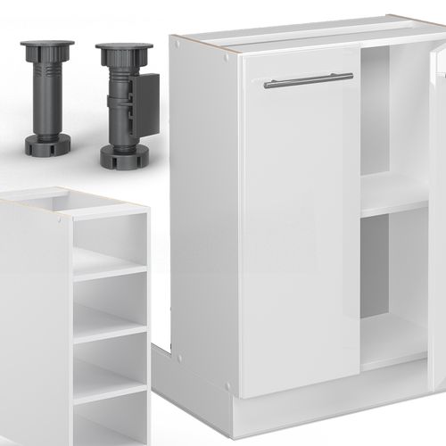 Îlot De Cuisine Fame-line 38722 Blanc Brillant/blanc 90cm Sans Pt