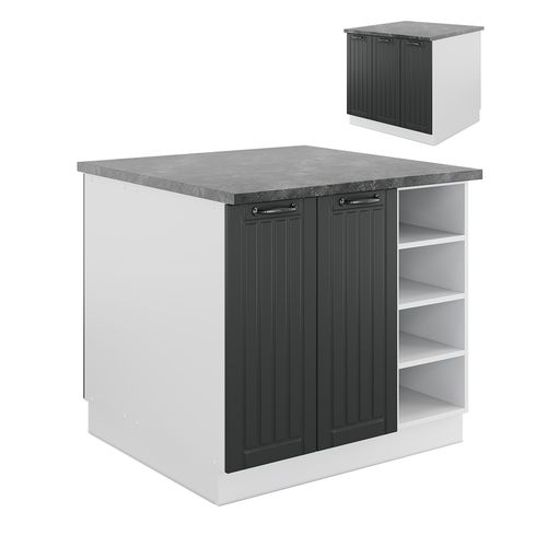 Îlot De Cuisine Fame-line 38727 Anthracite Maison De Campagne/blanc 90cm Sans Pt