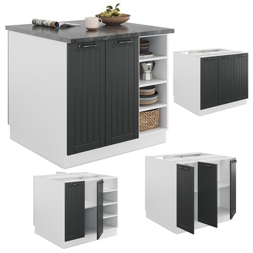 Îlot De Cuisine Fame-line 38727 Anthracite Maison De Campagne/blanc 90cm Sans Pt