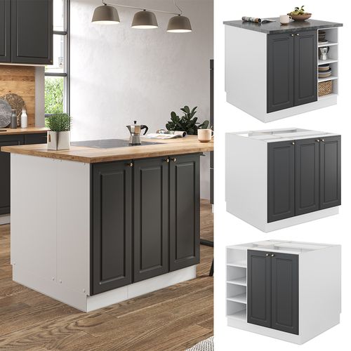 Îlot De Cuisine Fame-line 38728 Anthracite-or/blanc 90cm Sans Pt