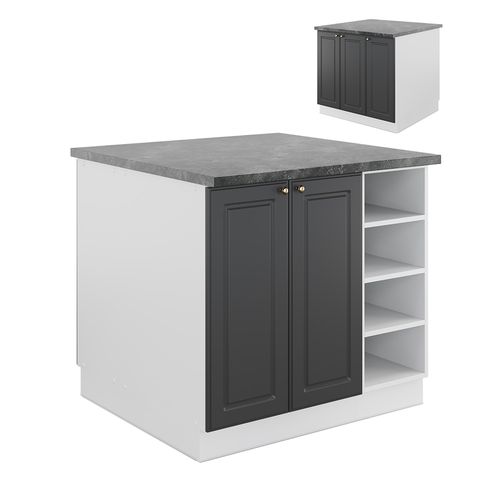 Îlot De Cuisine Fame-line 38728 Anthracite-or/blanc 90cm Sans Pt