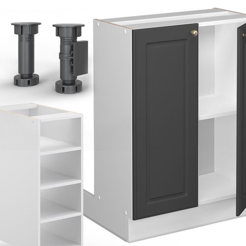 Îlot De Cuisine Fame-line 38728 Anthracite-or/blanc 90cm Sans Pt