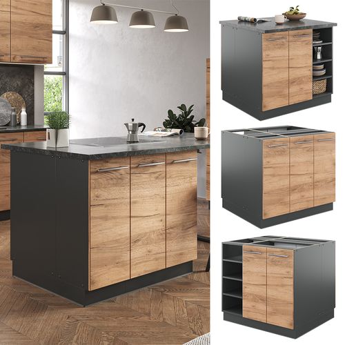 Îlot De Cuisine Fame-line 38732 Chêne Doré/anthracite 90cm Sans Pt