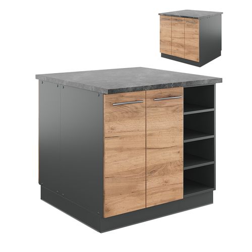 Îlot De Cuisine Fame-line 38732 Chêne Doré/anthracite 90cm Sans Pt