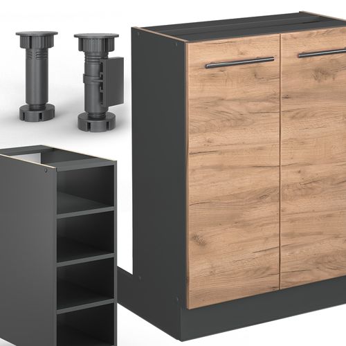 Îlot De Cuisine Fame-line 38732 Chêne Doré/anthracite 90cm Sans Pt