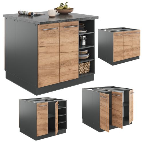 Îlot De Cuisine Fame-line 38732 Chêne Doré/anthracite 90cm Sans Pt