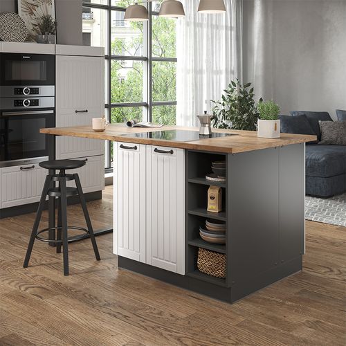 Îlot De Cuisine Fame-line 38733 Blanc Cottage/anthracite 90cm Sans Pt