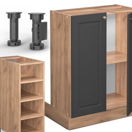 Îlot De Cuisine Fame-line 38738 Chêne Anthracite-or/force De Lor 90cm Sans Pt