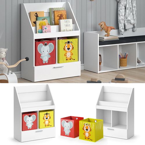 Bibliothèque Enfant Luigi 39442 Blanc 72x96.2cm Avec Tiroir Et 2 Boxes Pliants Opt.5