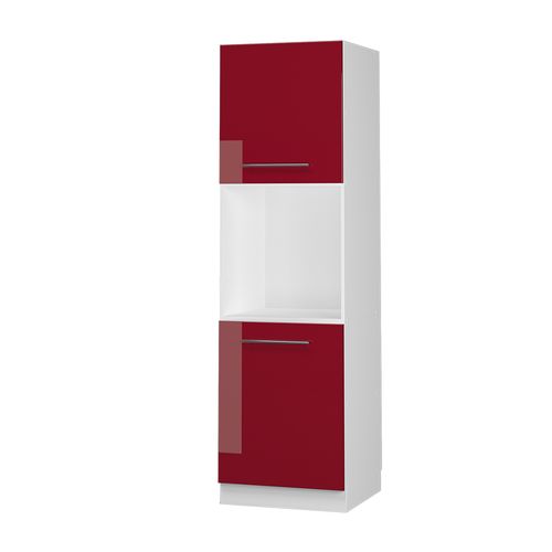 Meuble Pour Four Fame-line 38512 Rouge Bordeaux Haute Brillance 60cm Avec Étagères Ouvertes
