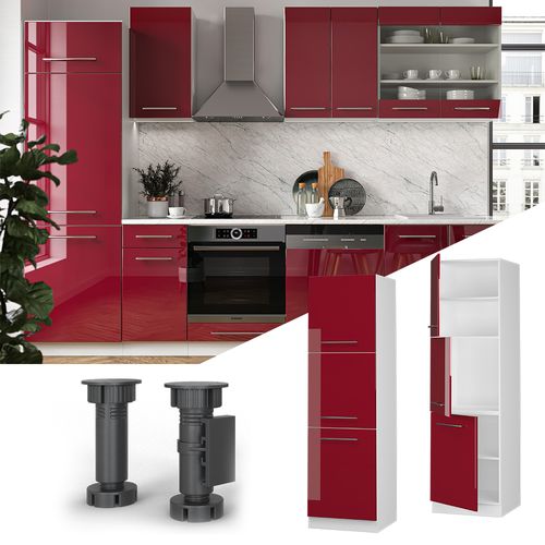 Meuble Pour Four Fame-line 38513 Rouge Bordeaux Haute Brillance 60cm