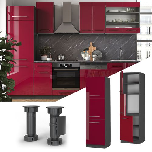 Meuble Pour Four Fame-line 38566 Rouge Bordeaux Haute Brillance 60cm