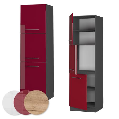 Meuble Pour Four Fame-line 38566 Rouge Bordeaux Haute Brillance 60cm