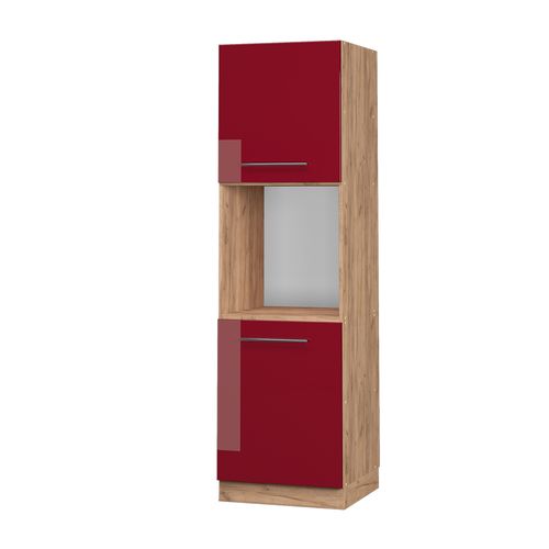Meuble Pour Four Fame-line 38610 Rouge Bordeaux Haute Brillance 60cm Ouvert