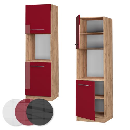 Meuble Pour Four Fame-line 38610 Rouge Bordeaux Haute Brillance 60cm Ouvert