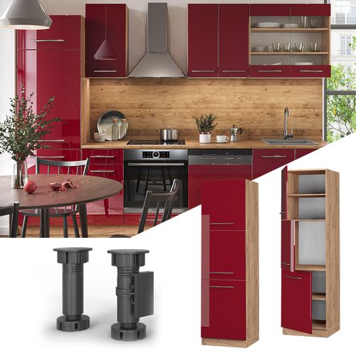 Meuble Pour Four Fame-line 38611 Rouge Bordeaux Haute Brillance 60cm