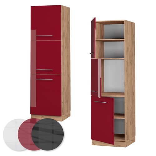 Meuble Pour Four Fame-line 38611 Rouge Bordeaux Haute Brillance 60cm