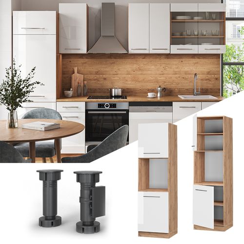 Meuble Pour Four Fame-line 38612 Blanc Haute Brillance 60cm Ouvert