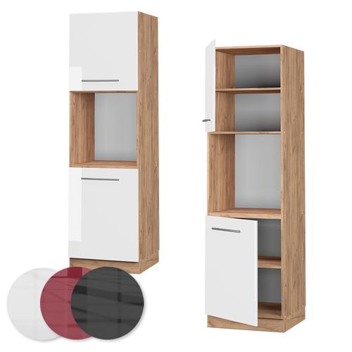 Meuble Pour Four Fame-line 38612 Blanc Haute Brillance 60cm Ouvert