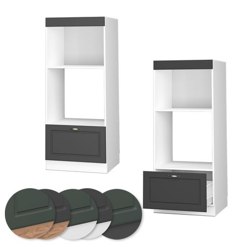 Armoire Micro-ondes Fame-line 38524 Anthrazit-gold Landhaus 60cm Ouvert