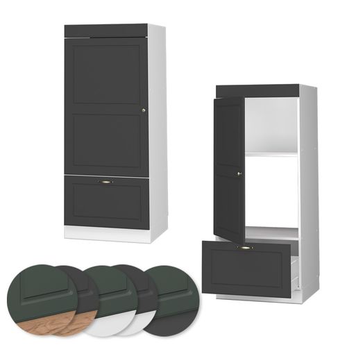 Armoire Micro-ondes Fame-line 38525 Anthrazit-gold Landhaus 60cm