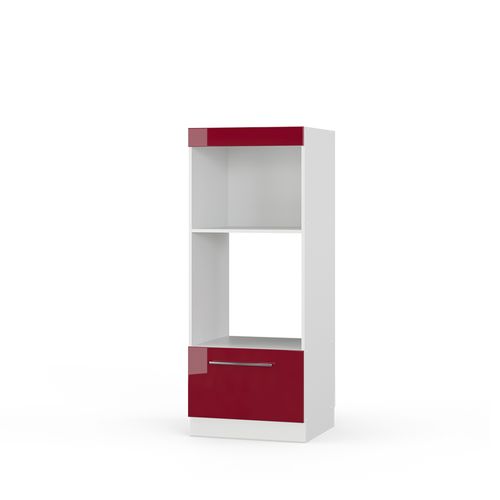 Armoire Micro-ondes Fame-line 38528 Rouge Bordeaux Haute Brillance 60cm Ouvert