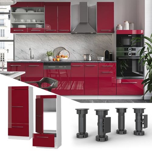 Armoire Micro-ondes Fame-line 38529 Rouge Bordeaux Haute Brillance 60cm