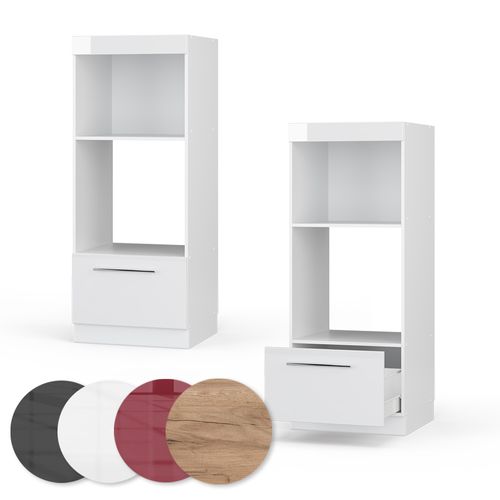 Armoire Micro-ondes Fame-line 38537 Blanc Haute Brillance 60cm Ouvert