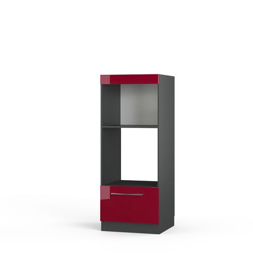 Armoire Micro-ondes Fame-line 38575 Rouge Bordeaux Haute Brillance 60cm Ouvert