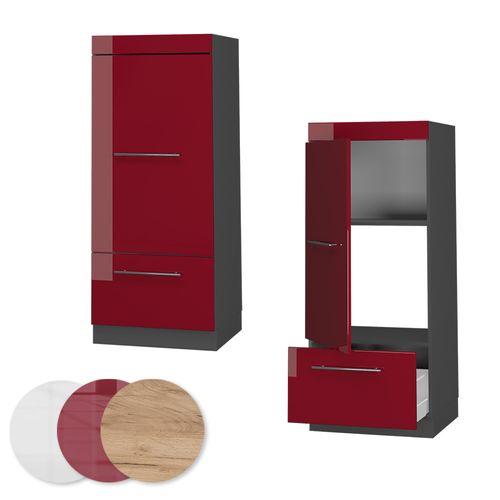 Armoire Micro-ondes Fame-line 38576 Rouge Bordeaux Haute Brillance 60cm