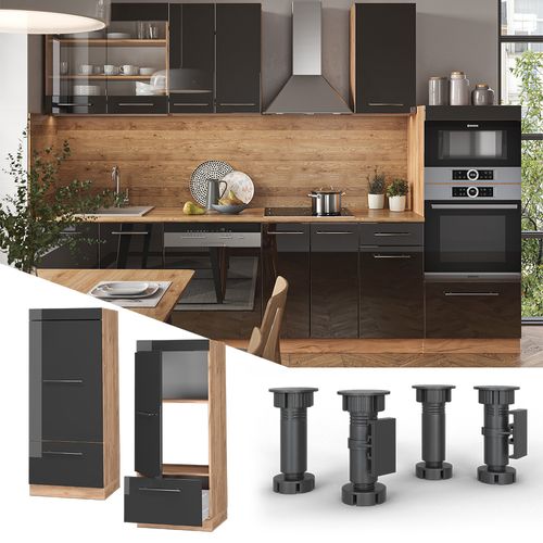 Armoire Micro-ondes Fame-line 38615 Anthracite Haute Brillance 60cm