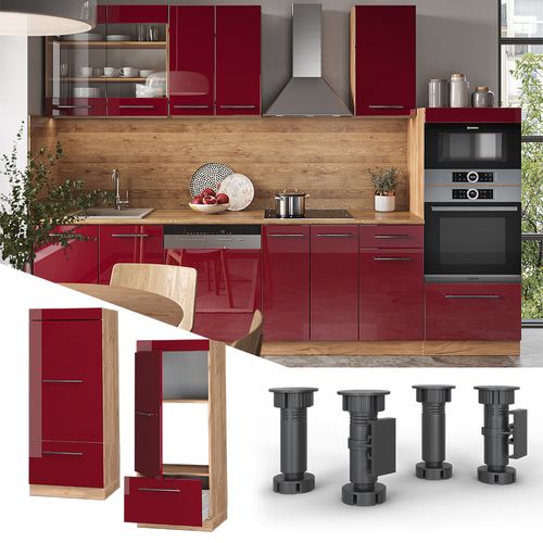 Armoire Micro-ondes Fame-line 38617 Rouge Bordeaux Haute Brillance 60cm