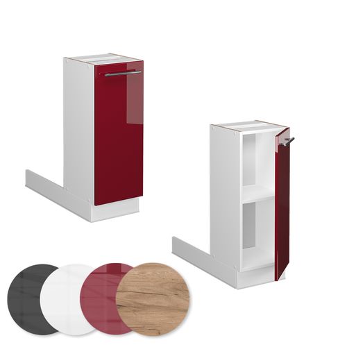 Îlot De Cuisine Fame-line 38541 Rouge Bordeaux Haute Brillance 30cm Sans Pt