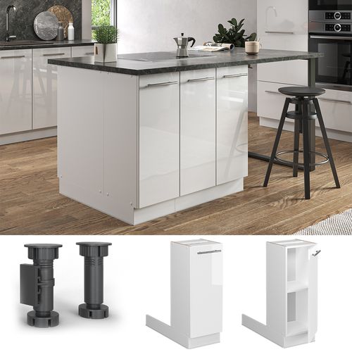 Îlot De Cuisine Fame-line 38546 Blanc Haute Brillance 30cm Sans Pt