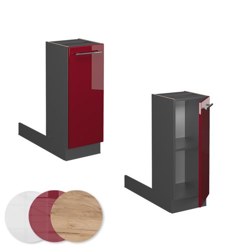 Îlot De Cuisine Fame-line 38586 Rouge Bordeaux Haute Brillance 30cm Sans Pt