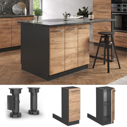 Îlot De Cuisine Fame-line 38587 Chêne De Force Doré 30cm Sans Pt