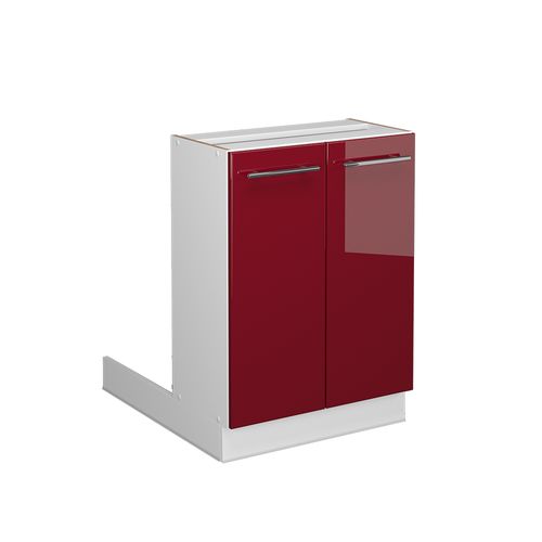 Îlot De Cuisine Fame-line 38549 Rouge Bordeaux Haute Brillance 60cm Sans Pt
