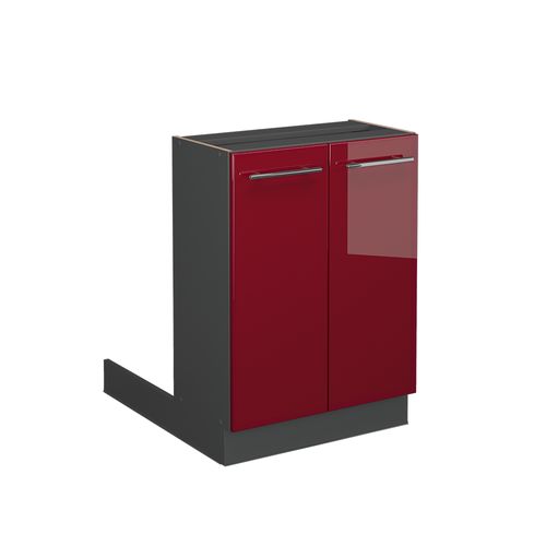 Îlot De Cuisine Fame-line 38592 Rouge Bordeaux Haute Brillance 60cm Sans Pt