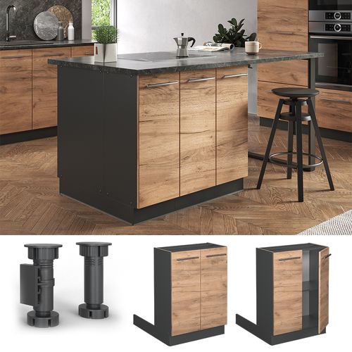 Îlot De Cuisine Fame-line 38593 Chêne De Force Doré 60cm Sans Pt