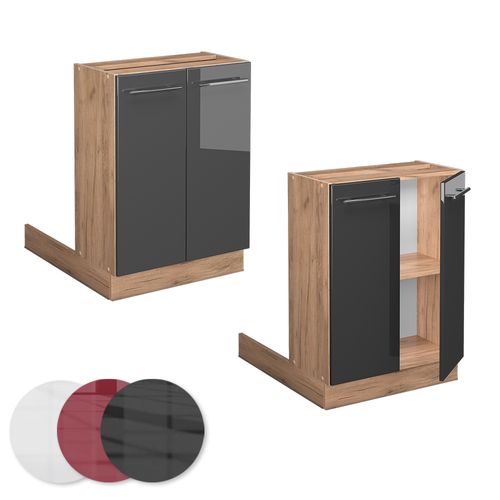 Îlot De Cuisine Fame-line 38625 Anthracite Haute Brillance 60cm Sans Pt