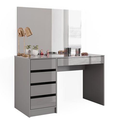 Coiffeuse Sherry, Gris, 120cm Avec Éclairage LED Et Tabouret