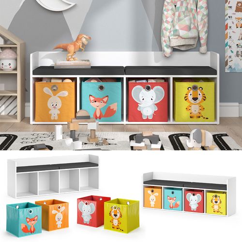 Étagère Pour Enfants Luigi 39448 Blanc 31.2x53.4cm Avec 4 Boîtes Pliantes Opt.1