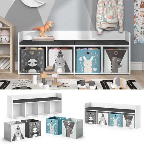 Étagère Pour Enfants Luigi 39449 Blanc 31.2x53.4cm Avec 4 Boxes Pliants Opt.2