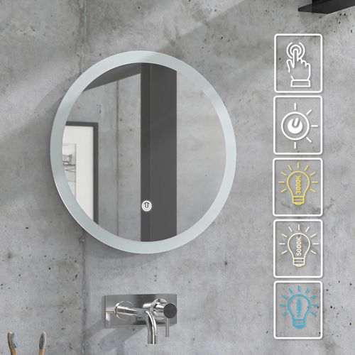 Miroir Mural 38278 Blanc 50x50cm Rond
