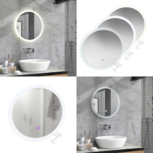 Miroir Mural 38278 Blanc 50x50cm Rond