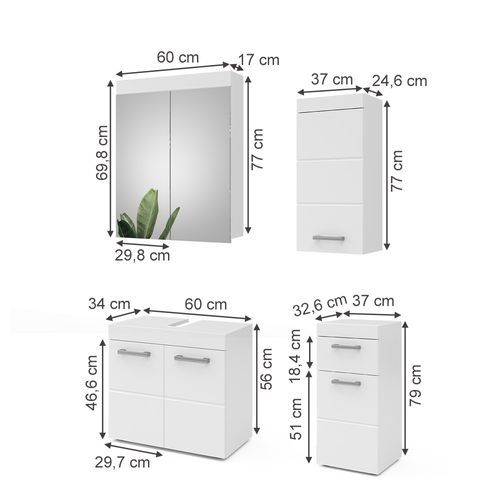 Meubles Bain Luna 38782 Blanc 4 Parties